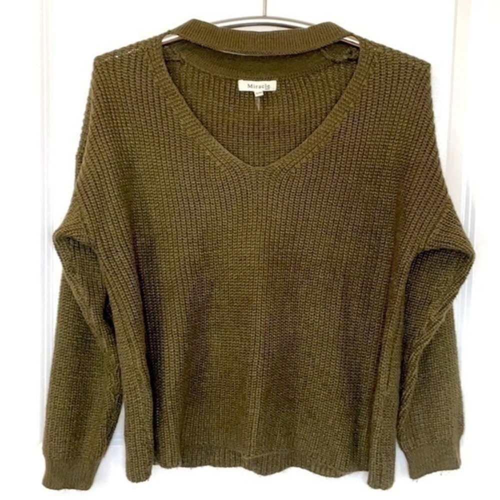 MIRACLE | Women’s Olive Green Chunky Knit MIRACLE Sweater Size Small